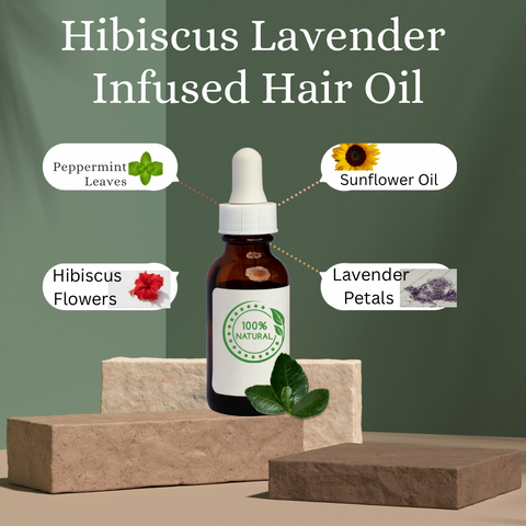 Natural Hibiscus Lavender Peppermint Infused Hair Oil